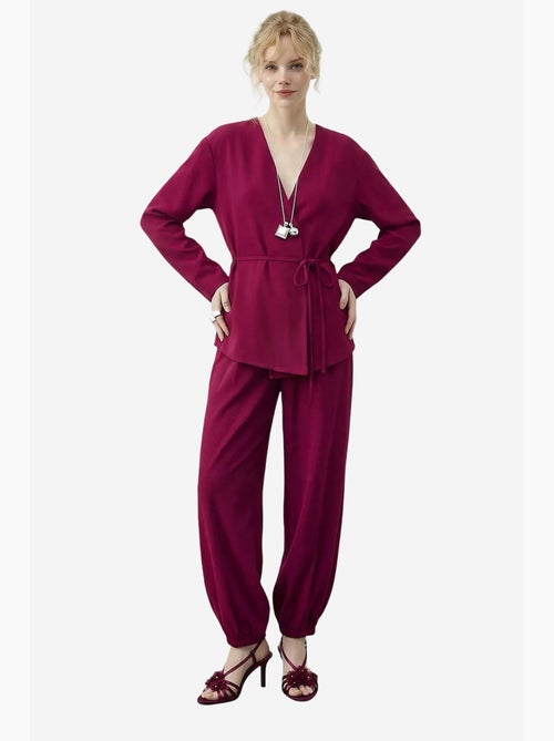 V-hals set met lange mouwen en elastische taille lucci - Kiabi V-hals set met lange mouwen en elastische taille lucci - Kiabi
