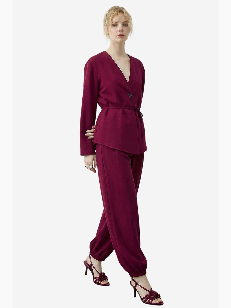 V-hals set met lange mouwen en elastische taille lucci Magenta - Kiabi