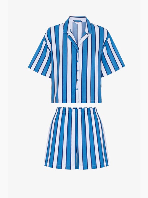 Vacation gestreepte pyjamaset met korte mouwen, overhemd en short penti - Kiabi Vacation gestreepte pyjamaset met korte mouwen, overhemd en short penti - Kiabi