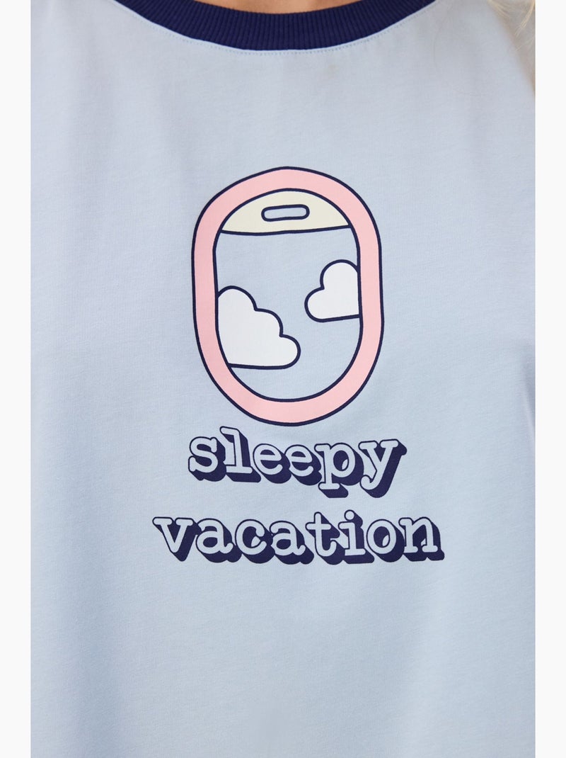 Vacation pyjamatop penti Hemelsblauw - Kiabi