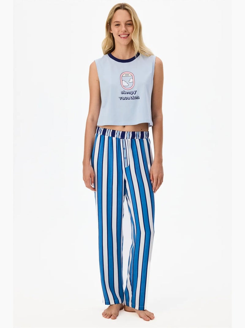 Vacation pyjamatop penti Hemelsblauw - Kiabi