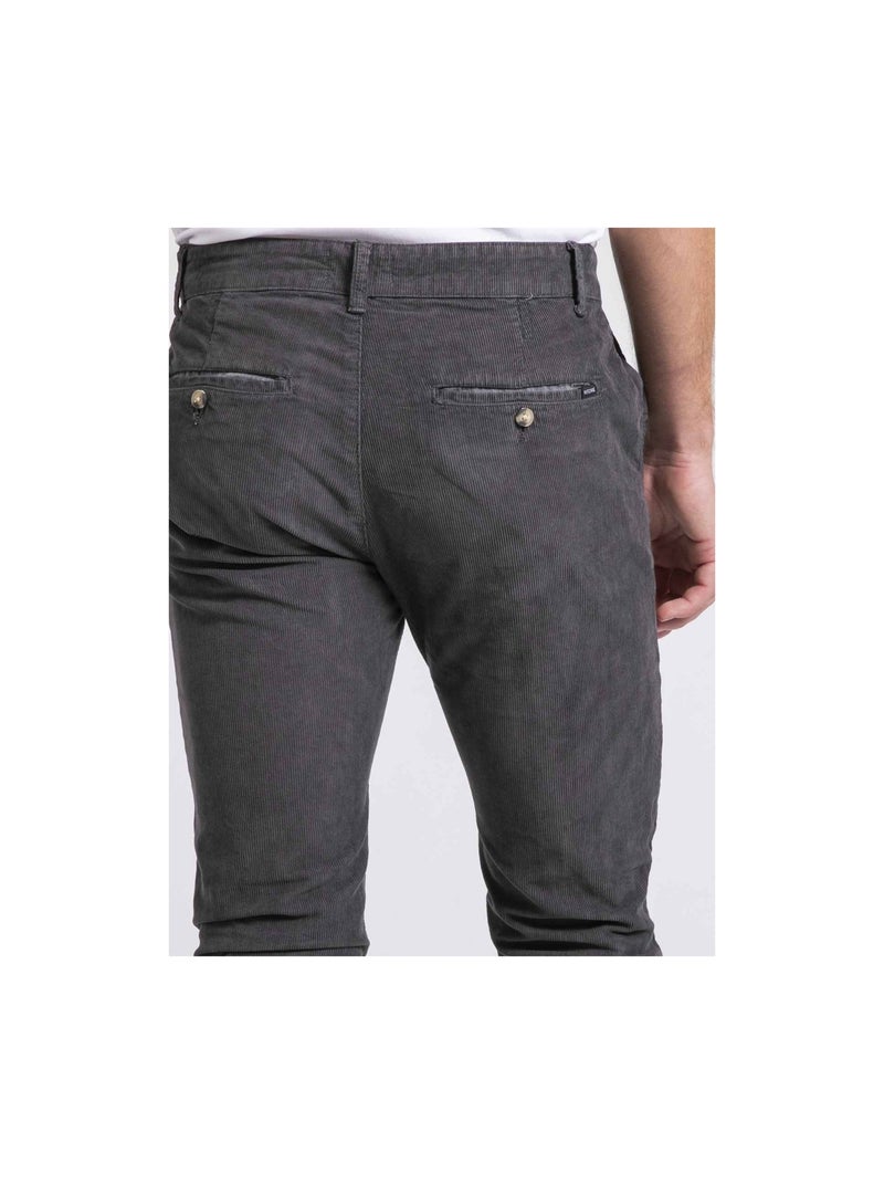 VARENNES chino broek van puur katoenen corduroy Donkergrijs - Kiabi