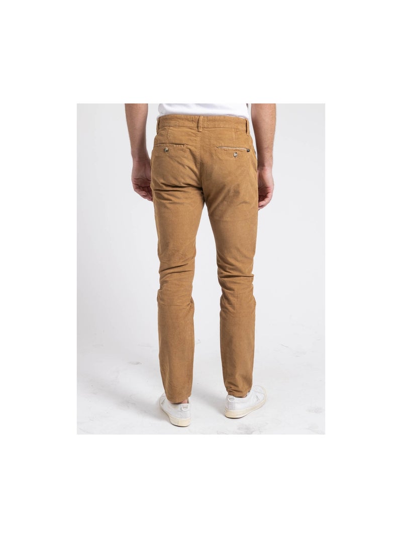 VARENNES chino broek van puur katoenen corduroy Geglazuurd bruin - Kiabi