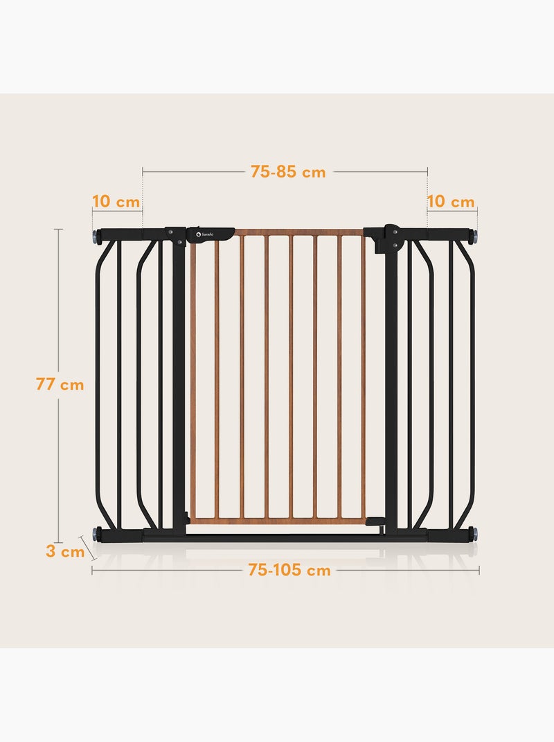 Veiligheidshekje voor baby’s LIONELO Truus Slim – 75–105 cm – Drukbevestiging – Zonder boren Zwart Bruin - Kiabi