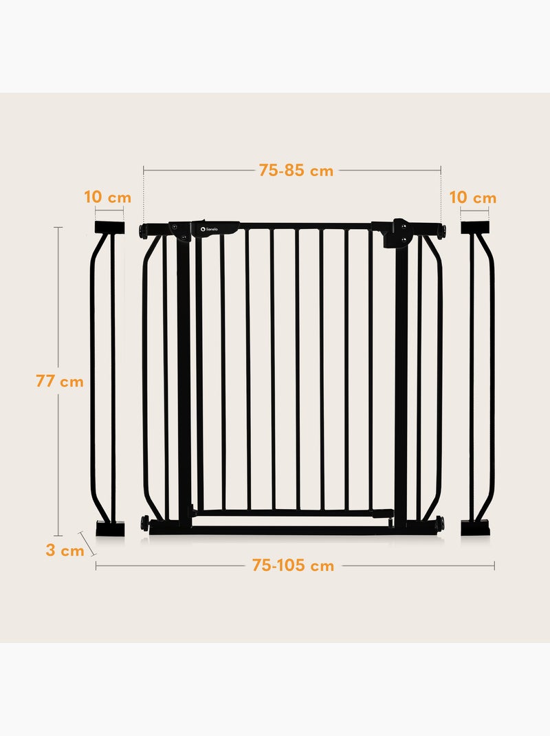 Veiligheidshekje voor baby’s LIONELO Truus Slim – 75–105 cm – Drukbevestiging – Zonder boren Zwart - Kiabi