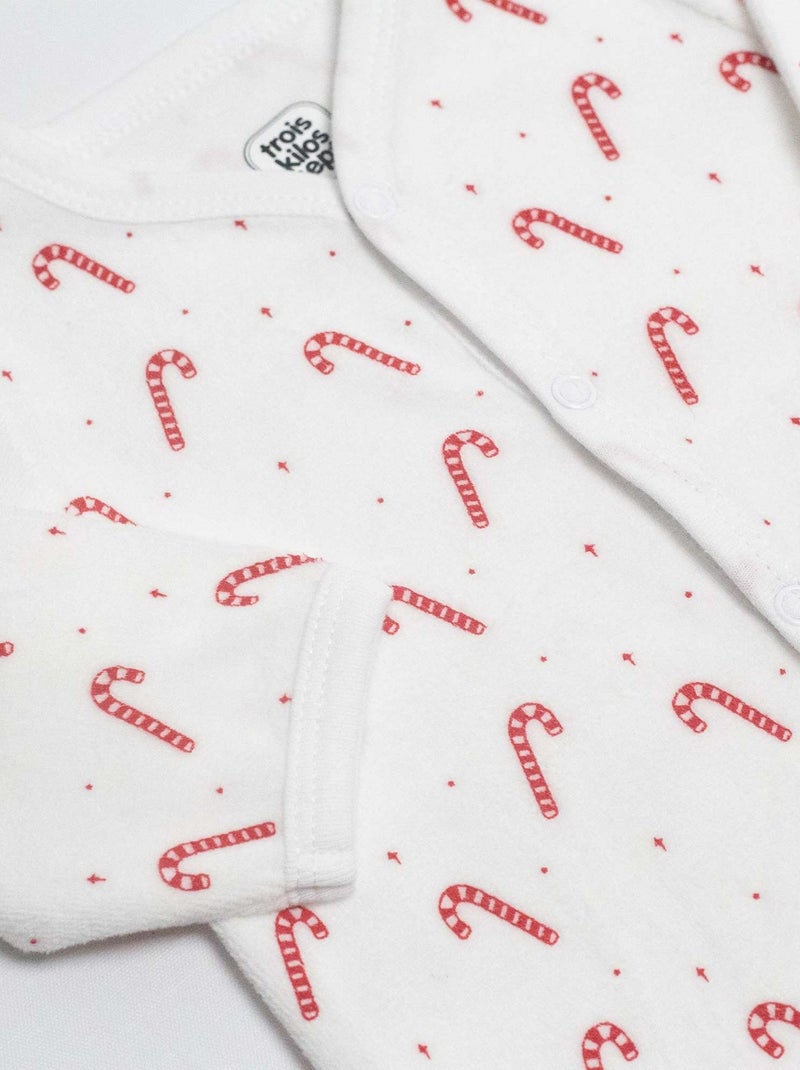 Velours babypyjama met zuurstokken Wit - Kiabi