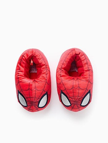 Velours pantoffels met vulling en spider-man-motief