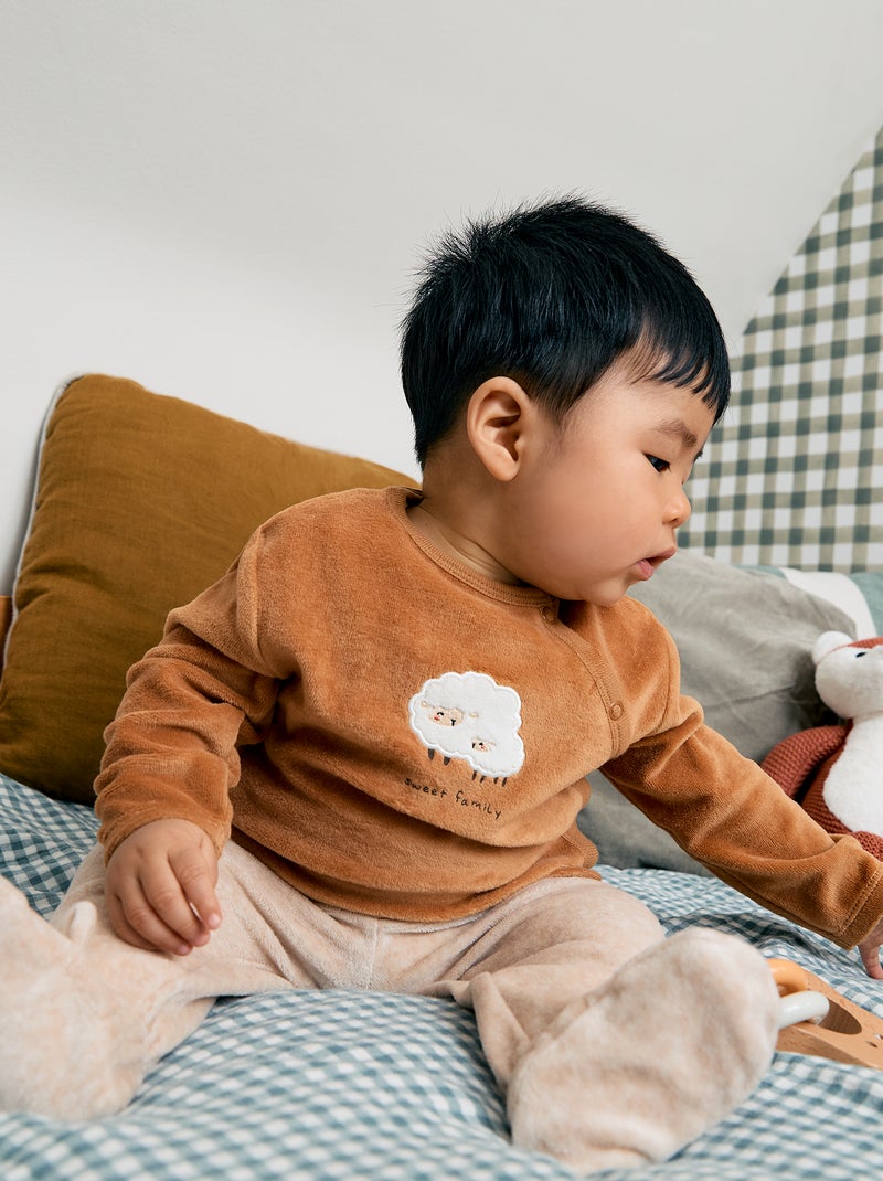 Velours pyjama - 2-delige set Oranje - Kiabi