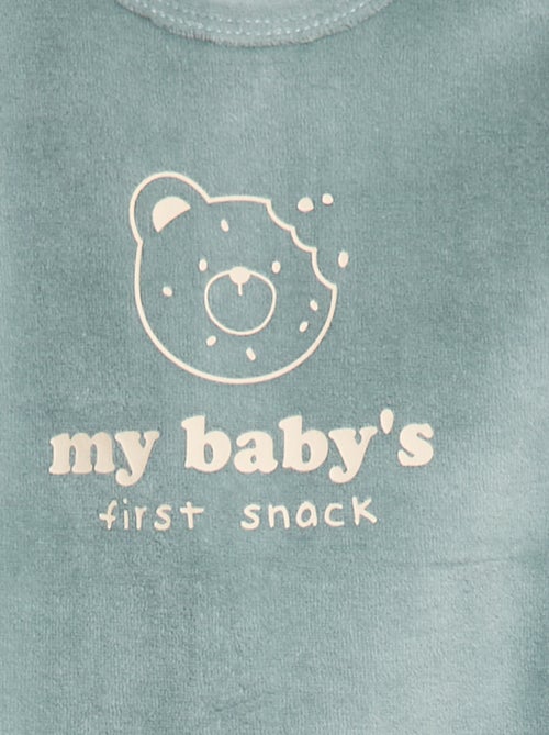 Velours pyjama met voetjes en animatie op de voorkant - Kiabi