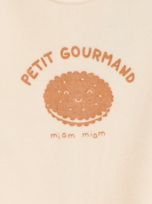 Velours pyjama met voetjes en animatie vooraan - Kiabi