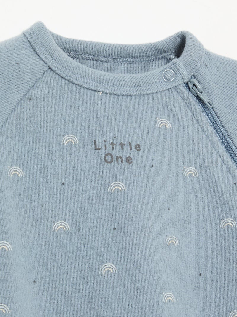 Velours slaapzakpyjama met lange mouwen en zonder voetjes Blauw - Kiabi