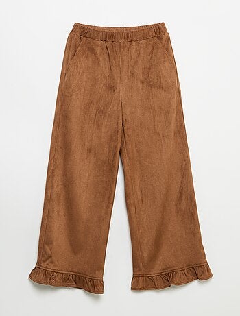 Velourspantalon met wijde pijpen