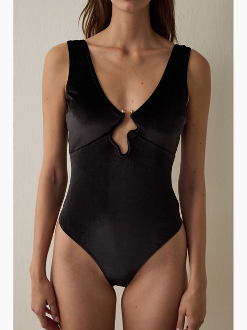 Velvet body met diepe v-hals penti - Kiabi