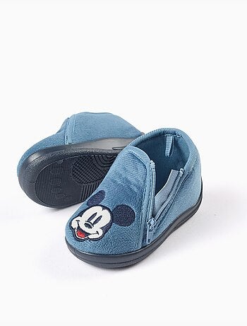 Velvet pantoffels met mickey borduursel