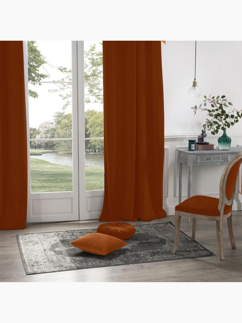 Verduisterend fluwelen gordijn Terracotta - Kiabi