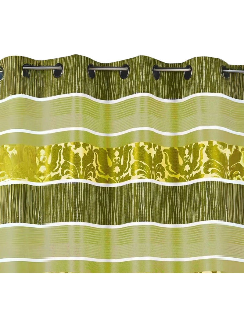 Verduisteringsgordijn van jacquard met gekleurde horizontale strepen Lichtgroen - Kiabi