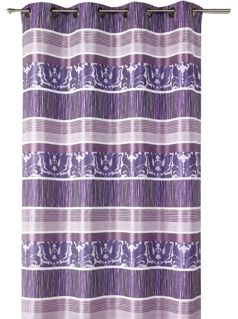 Verduisteringsgordijn van jacquard met gekleurde horizontale strepen Oudroze - Kiabi