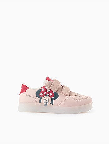 Verlichte sneakers van twee soorten stof met minnie