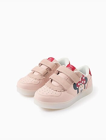 Verlichte sneakers van twee soorten stof met minnie