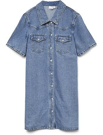 Vero moda austin dames jeans jurk blauw 2/4 mouw