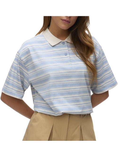 Vero moda awmaren dames polo blauw/wit 2/4 mouw - Kiabi