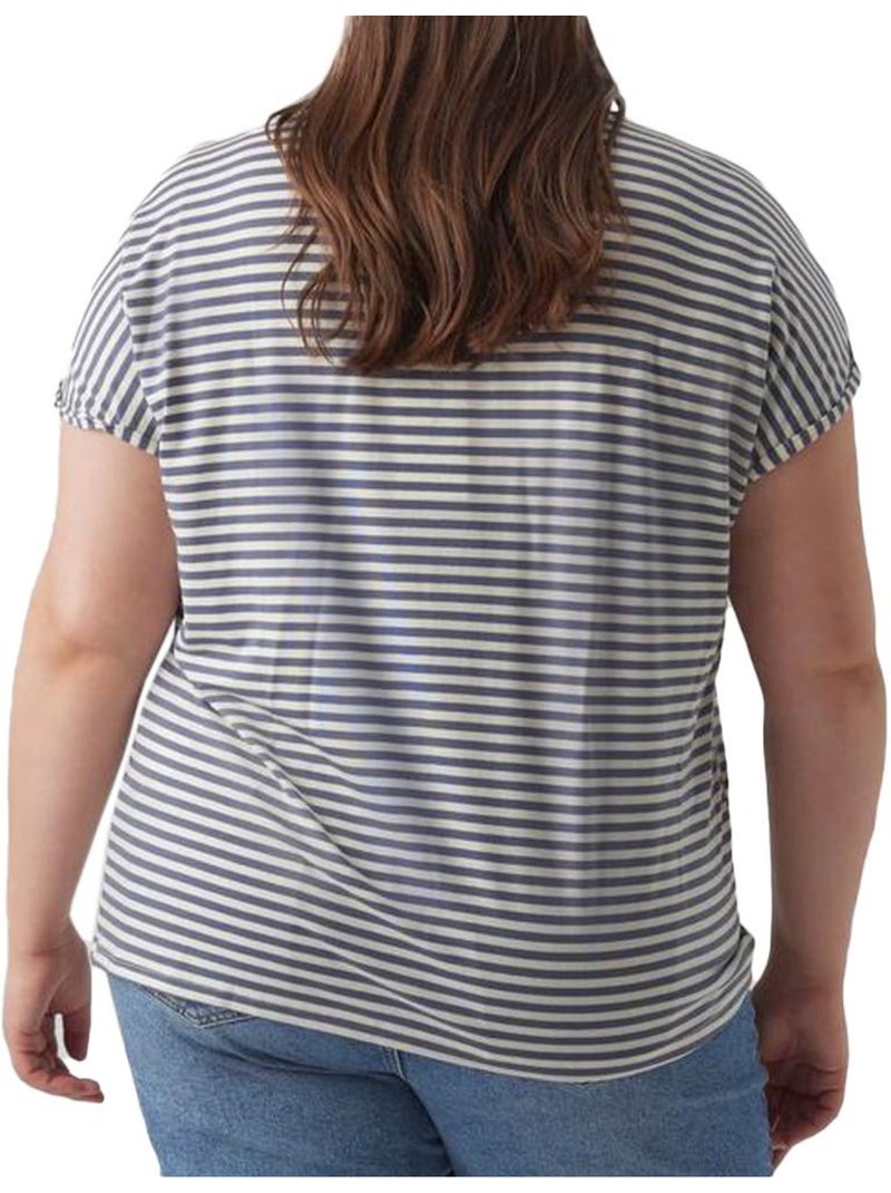 Vero Moda Aya Curve Gestreepte T-shirt voor Dames Blauw - Kiabi