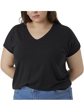Vero moda aya curve zwart t-shirt voor dames