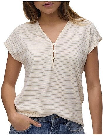 Vero moda balola beige t-shirt voor dames