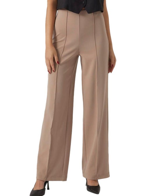 VERO MODA Beige Wijde Dames Pantalon - Kiabi VERO MODA Beige Wijde Dames Pantalon - Kiabi
