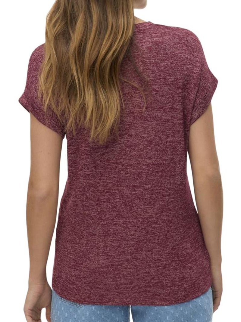Vero Moda Brianna Dames T-shirt Rood Gemêleerd 10291353 Bordeaux - Kiabi
