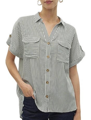 Vero moda bumpy dames blouse wit/groen 10310139