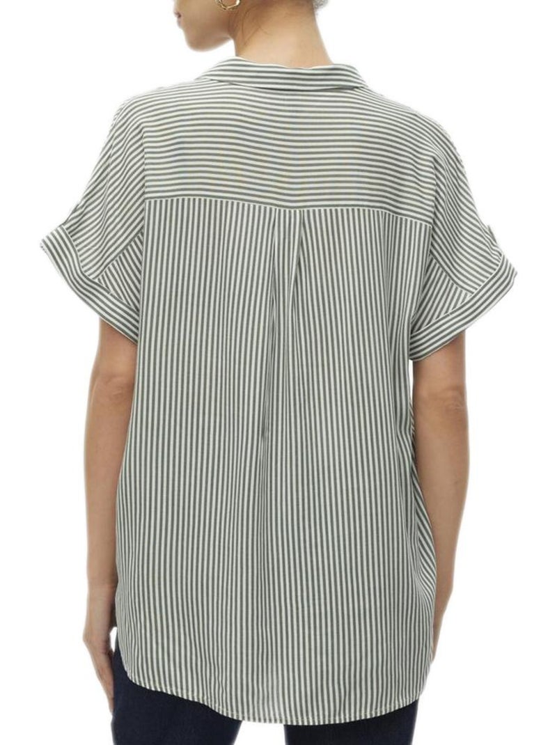 Vero Moda Bumpy Dames Blouse Wit/Groen 10310139 Wit Groen - Kiabi