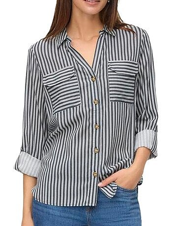 Vero moda bumpy dames blouse zwart/wit