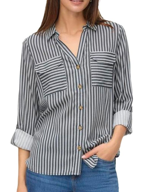 Vero Moda Bumpy Dames Blouse Zwart/Wit - Kiabi Vero Moda Bumpy Dames Blouse Zwart/Wit - Kiabi