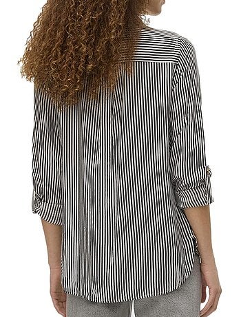 Vero moda bumpy dames overhemd - chocolade/wit