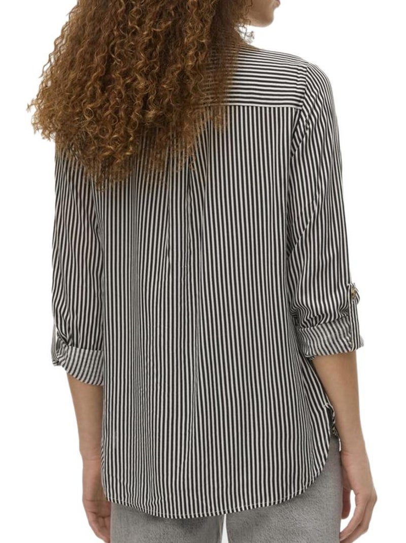 Vero Moda Bumpy Dames overhemd - Chocolade/Wit Cappuccinobruin - Kiabi