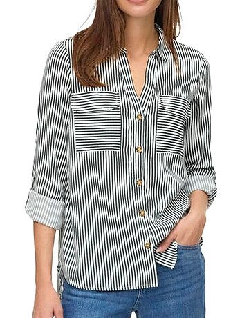 Vero moda bumpy dames overhemd groen/wit