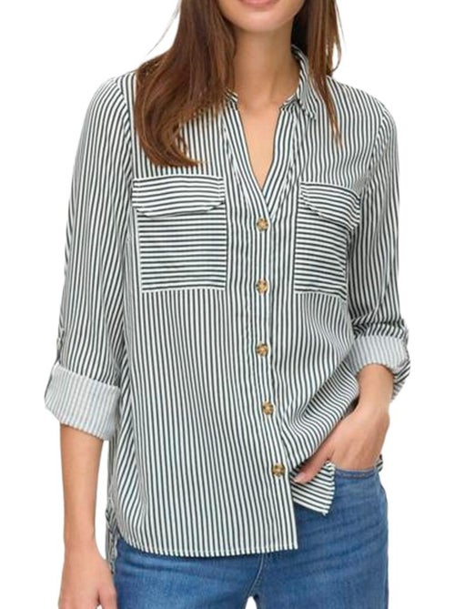 Vero Moda Bumpy Dames overhemd groen/wit - Kiabi Vero Moda Bumpy Dames overhemd groen/wit - Kiabi