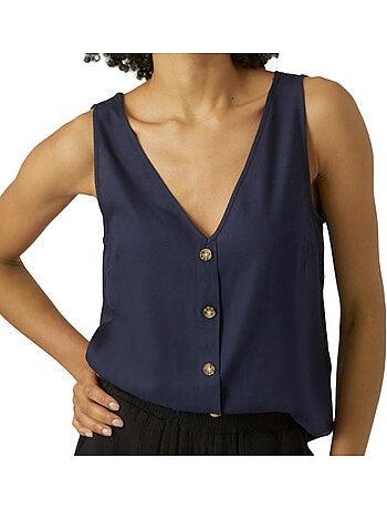 Vero moda bumpy damesblouse met marineprint