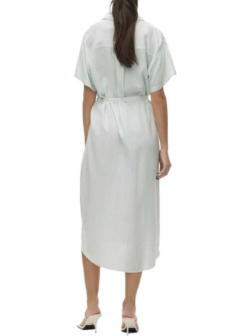 Vero Moda Bumpy Gestreepte Groene Damesjurk Groen - Kiabi