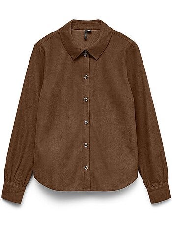 Vero moda callie bruine damesoverhemd