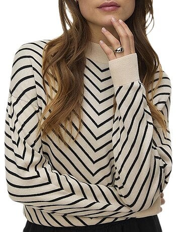 Vero moda capricorn dames trui beige/zwart