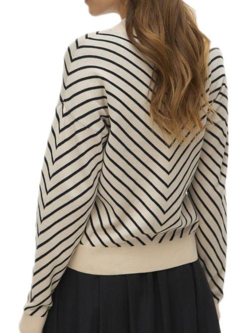 Vero Moda Capricorn Dames Trui Beige/Zwart - Kiabi Vero Moda Capricorn Dames Trui Beige/Zwart - Kiabi