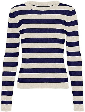 Vero moda chili dames trui beige/blauw