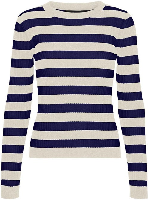 Vero Moda Chili Dames Trui Beige/Blauw - Kiabi Vero Moda Chili Dames Trui Beige/Blauw - Kiabi