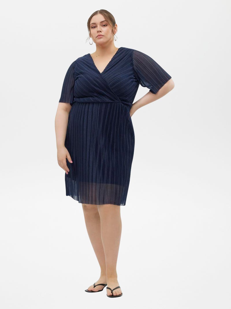 Vero Moda Curve - Korte jurk met plissérok BLAUW - Kiabi