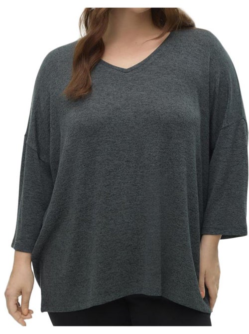 Vero Moda Curve Brianna Groene Trui Dames 3/4 Mouw - Kiabi Vero Moda Curve Brianna Groene Trui Dames 3/4 Mouw - Kiabi