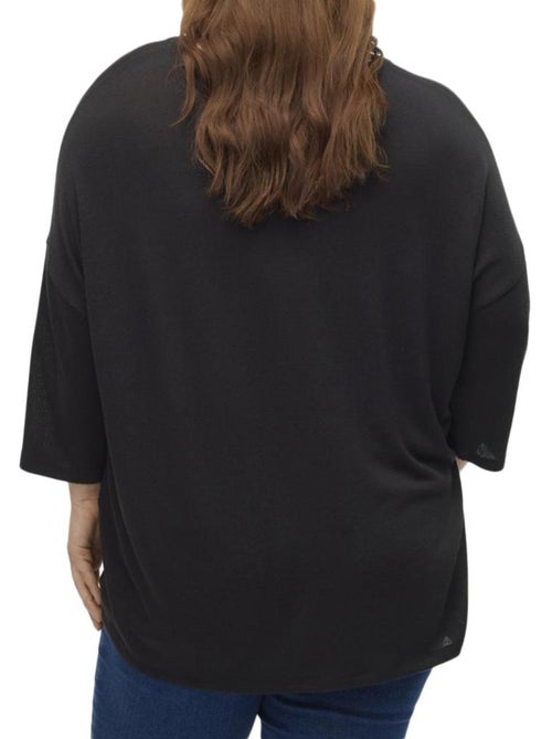 Vero Moda Curve Brianna Zwarte Dames Trui 3/4 Mouw - Kiabi Vero Moda Curve Brianna Zwarte Dames Trui 3/4 Mouw - Kiabi