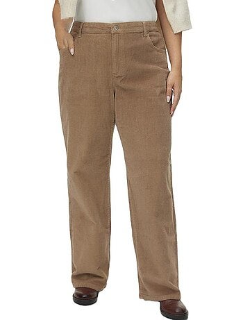 Vero moda curve dames corduroy pantalon - donkerbeige
