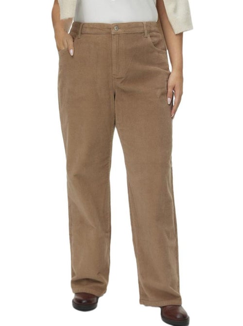 Vero Moda Curve Dames Corduroy Pantalon - Donkerbeige - Kiabi Vero Moda Curve Dames Corduroy Pantalon - Donkerbeige - Kiabi